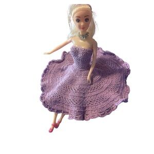 Purple Crochet Doll Dress with Barbie